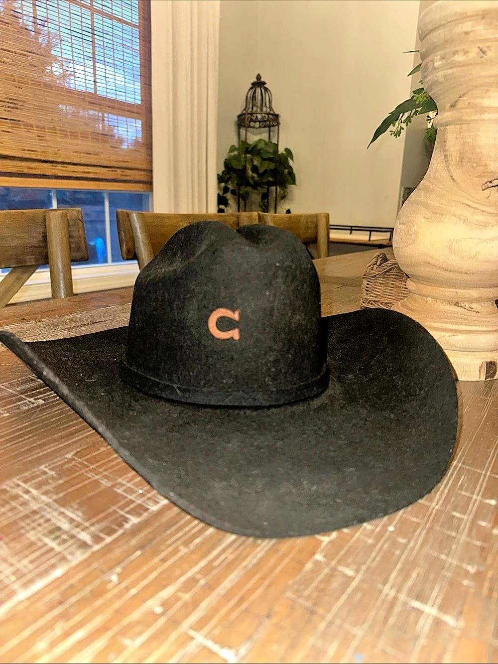 Charlie 1 Horse 6X Cash Western Hat Black Felt Western Hat Size 6 3/4 Like New